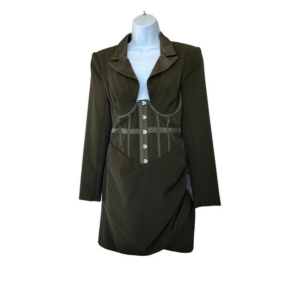 Lavish Alice Olive Green Corst Mini Dress Size 2 Designer Cocktail Bodycon $230 - Picture 6 of 10